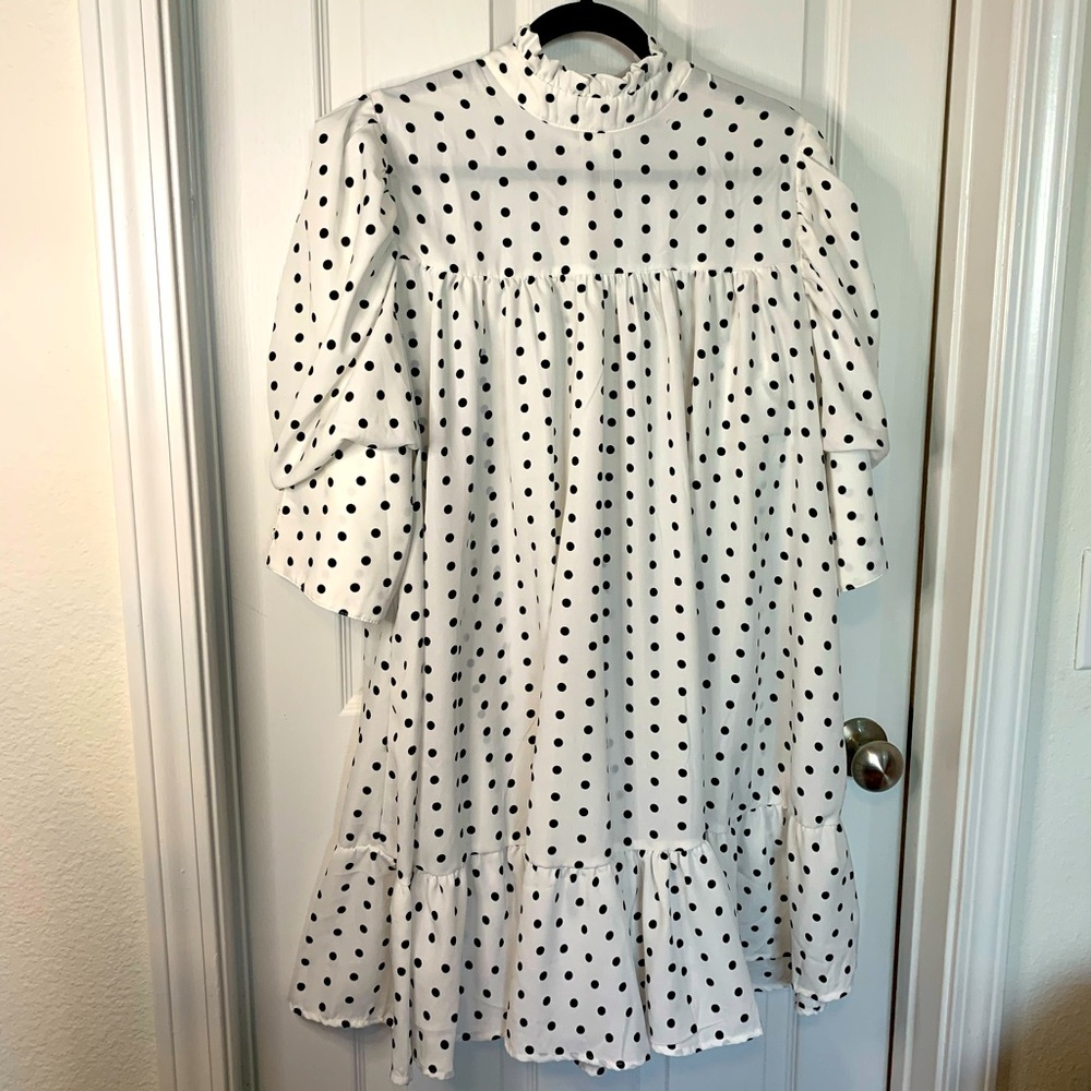 ASOS Puff Sleeve Ruffle neck Smock Dress